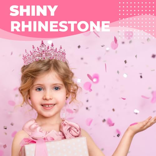Papoopy Birthday Tiara Crown with Sash for Women, Headband Hair Accessories for Wedding Party Costume Pink - Image 4