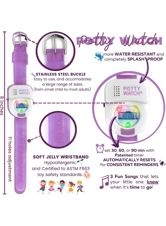 POTTY TIME Watch Uses Times, Lights & Music to Train Your Tot, Purple + Battery Replacement Kit - Image 2