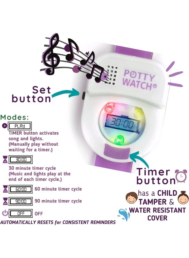 POTTY TIME Watch Uses Times, Lights & Music to Train Your Tot, Purple + Battery Replacement Kit - Image 5