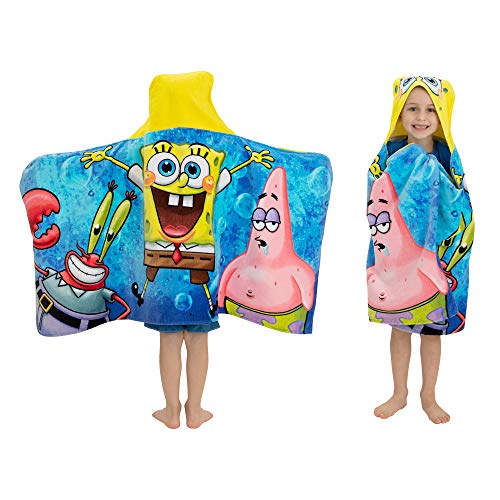 Franco Kids Bath and Beach Soft Cotton Terry Hooded Towel Wrap, 24 in x 50 in, SpongeBob SquarePants - Image 1