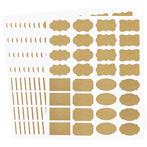DOCA 320pcs，Stickers Labels Fancy Kraft Paper,for Essential Oil Bottle, Spice Bottle, Glass, Cups, Containers, Canisters 10 Sheets of Labels, 320pcs - Image 1