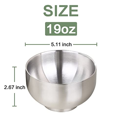 DEVICO Soup Cereal Bowls, 4-Piece 19-Ounce Stainless Steel Salad Rice Dessert Serving Bowl set, Matte Finish - Image 2