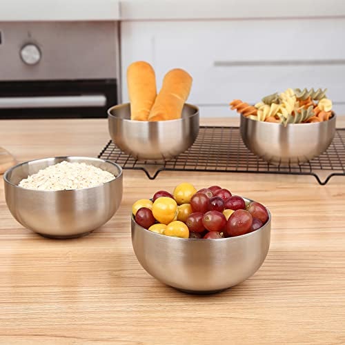 DEVICO Soup Cereal Bowls, 4-Piece 19-Ounce Stainless Steel Salad Rice Dessert Serving Bowl set, Matte Finish - Image 5