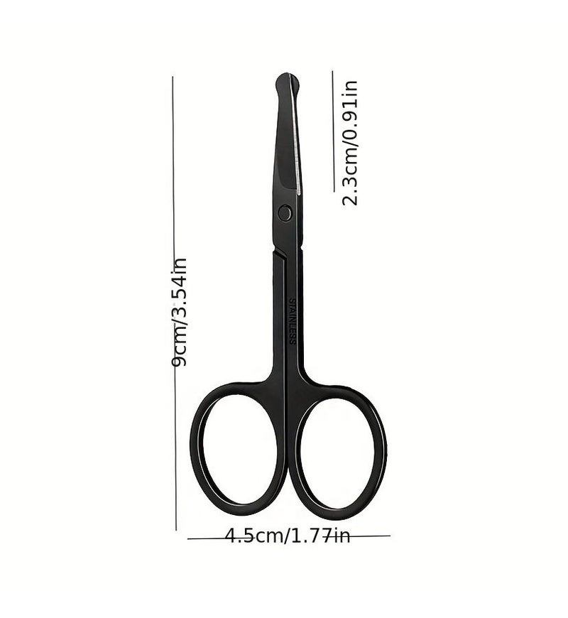 Black Bent Blade Safety Scissors For Eyebrows Facial And Ear Hair Trimming - Image 5