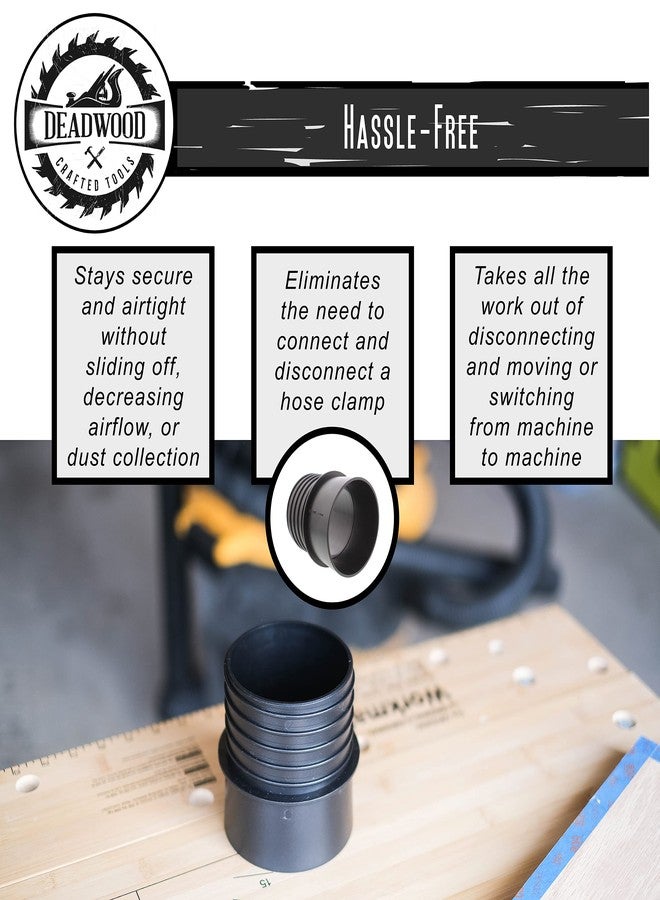 Deadwood Crafted Tools وصلة توصيل سريعة ملولبة من أنبوب بلاستيكي DCT مقاس 4 بوصات، عبوة واحدة، خرطوم مرن لجمع غبار منشار ورشة النجارة - Image 3