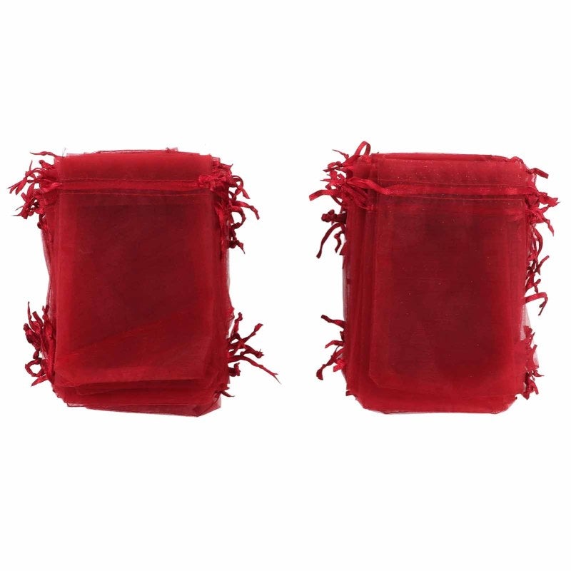100PCS Organza Bags 10x15cm Transparent Drawstring Gift Bags Mesh Portable Jewelry Bags Jewelry Bags Drawstring for Wedding Red - Image 5