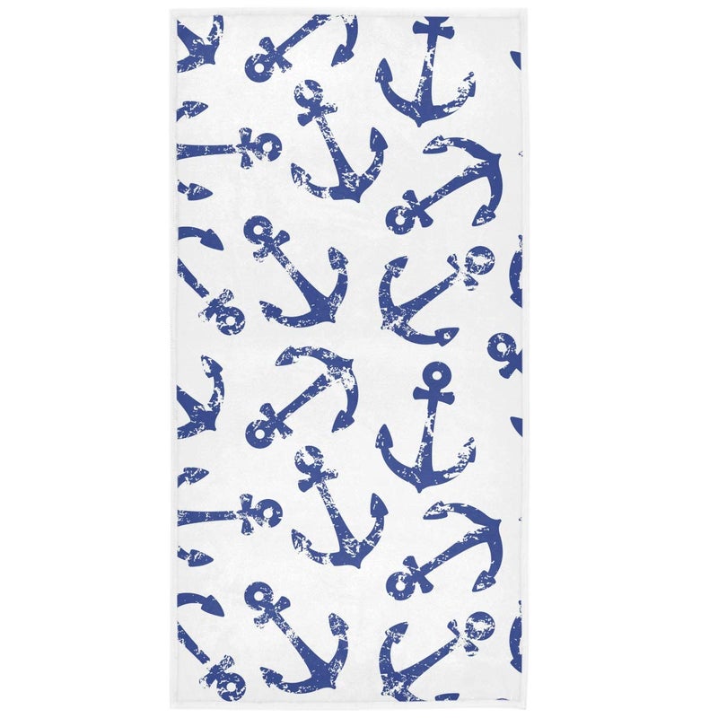 Pfrewn Nautical Retro Anchors Hand Towels 16x30 in Navy Anchor Bathroom Towel Soft Absorbent Ocean Sea Underwater Summer Small Bath Towel Kitchen Dish Guest Towel Home Bathroom Decorations