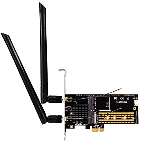 GLOTRENDS WA05 PCIe X1 Adapter for one M.2 Key-E WiFi Module and one M.2 NVMe SSD, 2 in 1 Combo Design - Image 1