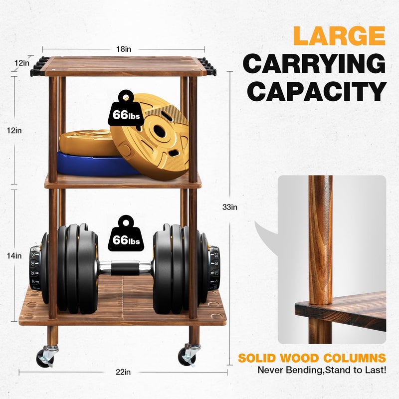 Ghosthorn Fishing Rod Holders for Garage Fishing Pole Rack Hold up to 10 Rods Fishing Pole Holders Wooden Organizer Fishing Rod Rack car Fishing Gear Storage Equipment (Carbonizationï¼Œ3 Tier) - Image 4