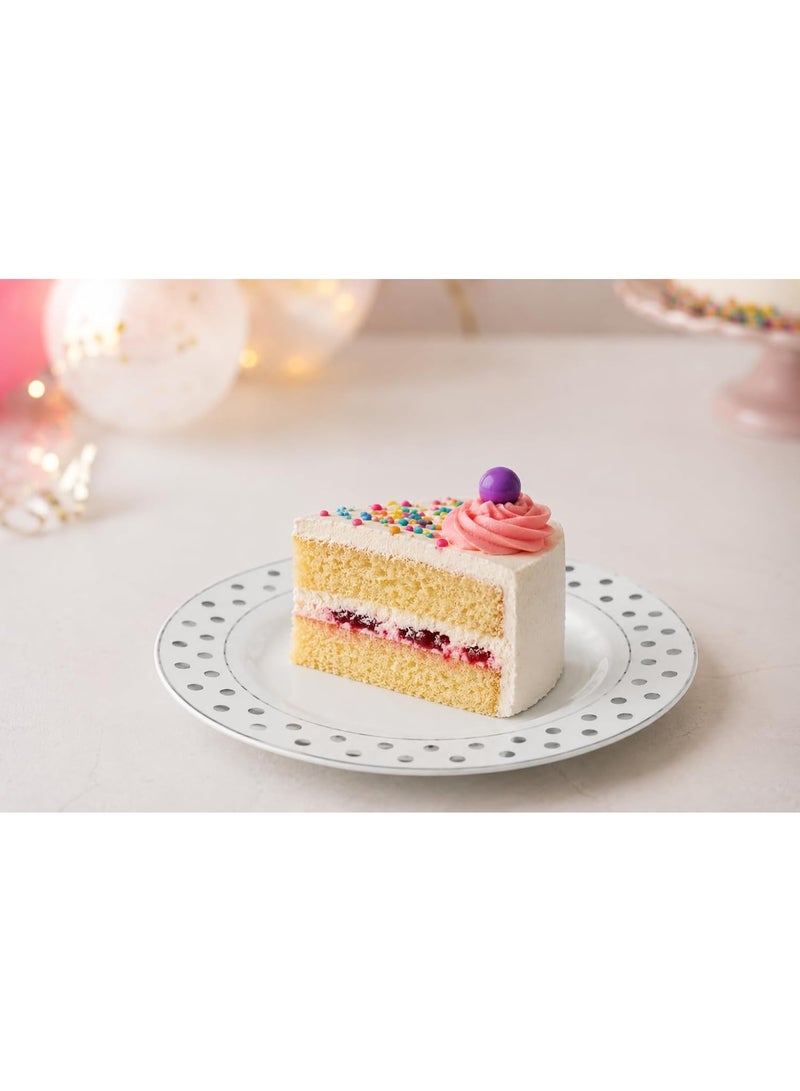 Master Gold White Polka Dot Premium Disposable Serving Plates | Elegant Embossed Plastic Plates for Parties, Weddings, Desserts, Cakes | Practical and Food Grade (6 Inch, 12) - Image 2