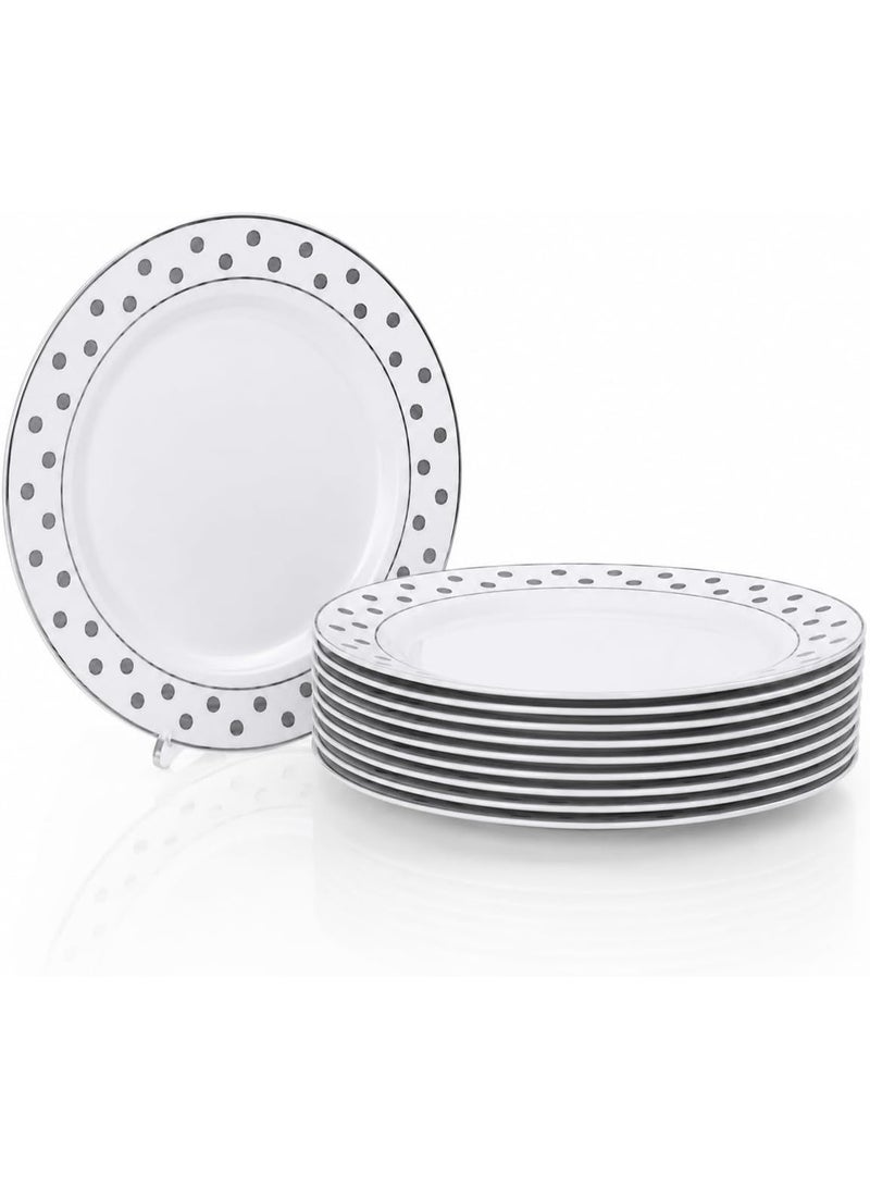 Master Gold White Polka Dot Premium Disposable Serving Plates | Elegant Embossed Plastic Plates for Parties, Weddings, Desserts, Cakes | Practical and Food Grade (6 Inch, 12) - Image 5