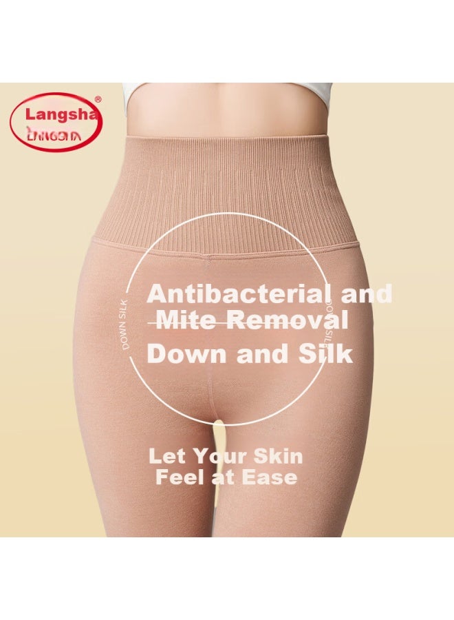 LANG SHA Langsha Thermal Pants Down Silk Autumn Trousers For Women [ Autumn/winter New] German Velvet High-waist Outerwear Leggings - Image 1