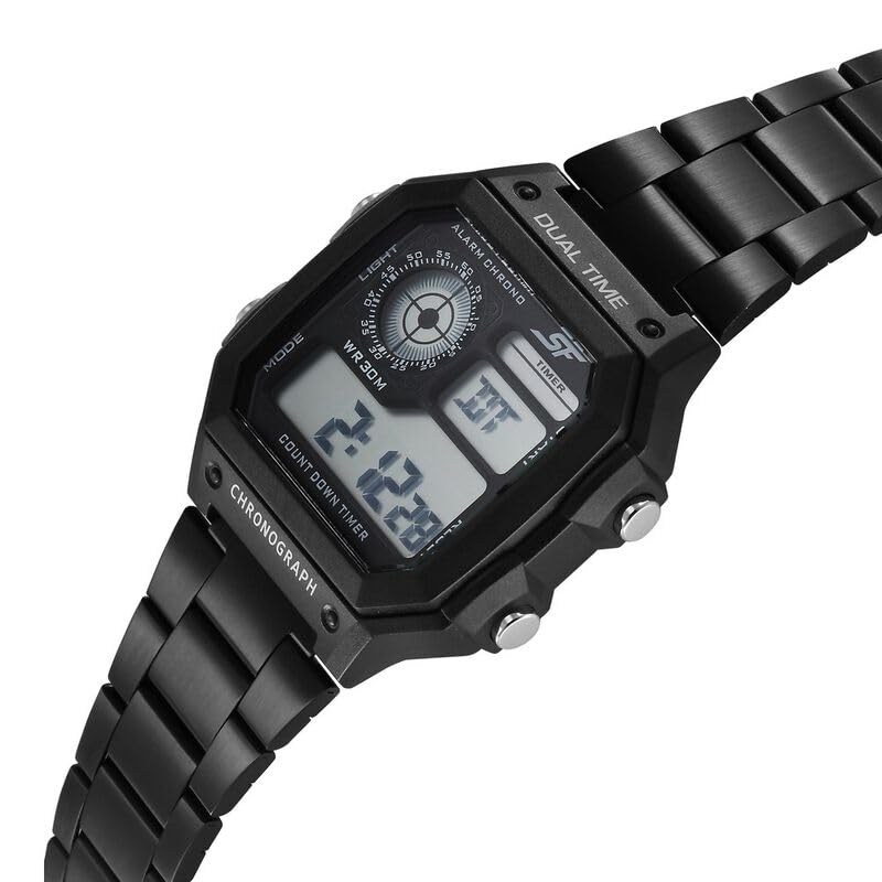 Sonata SF Hexa Metal Digital Digital Black Dial Stainless Steel Strap Watch for Unisex-77134PM02W/NT77134PM02W - Image 4