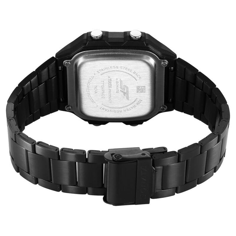 Sonata SF Hexa Metal Digital Digital Black Dial Stainless Steel Strap Watch for Unisex-77134PM02W/NT77134PM02W - Image 3