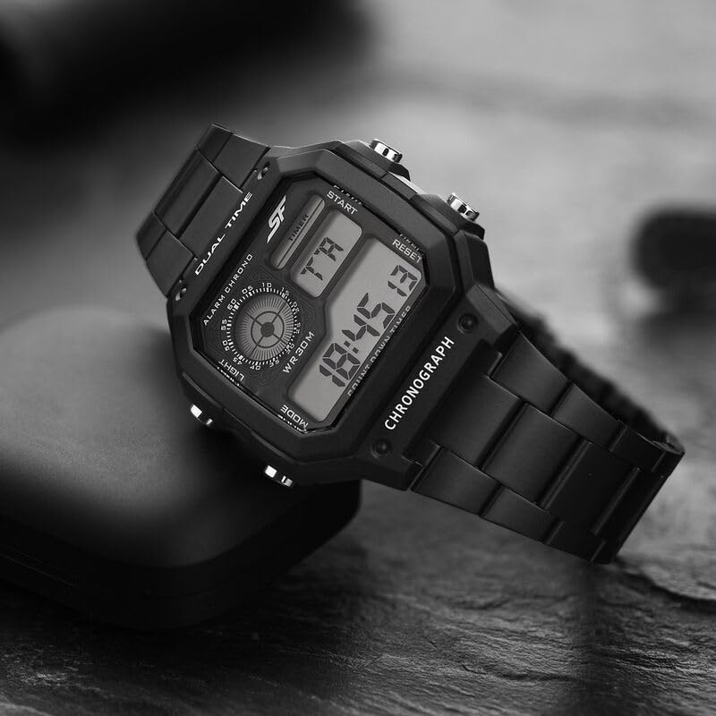 Sonata SF Hexa Metal Digital Digital Black Dial Stainless Steel Strap Watch for Unisex-77134PM02W/NT77134PM02W - Image 2