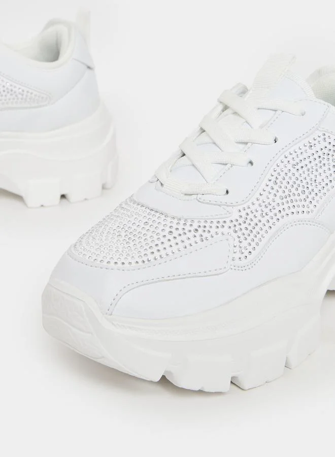 Styli Embellished Design Chunky Sneakers