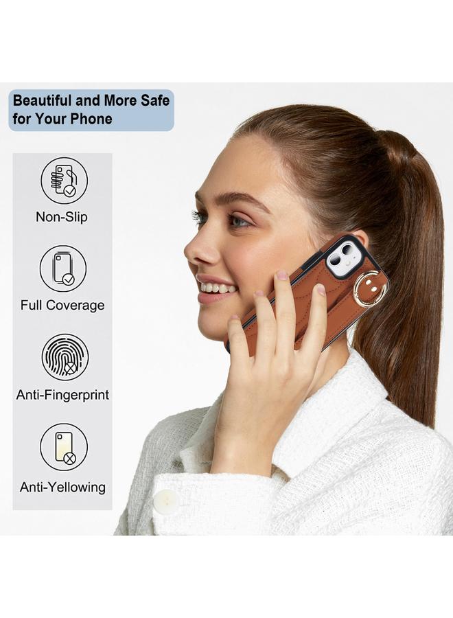 Zaboon Case For iPhone 11 Non-slip Full Coverage Ring PU Phone Case with Wristband - Image 3