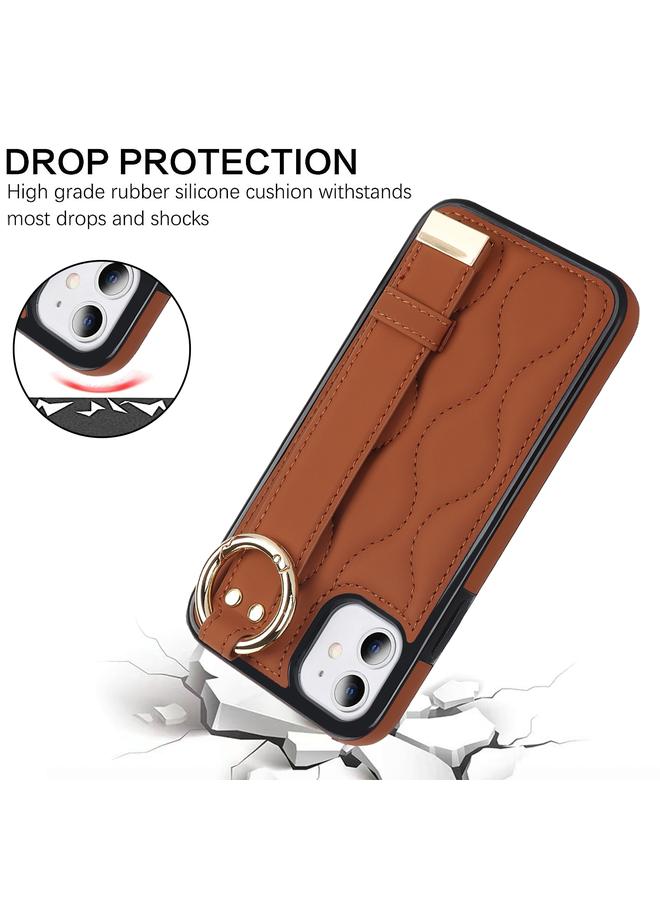 Zaboon Case For iPhone 11 Non-slip Full Coverage Ring PU Phone Case with Wristband - Image 2