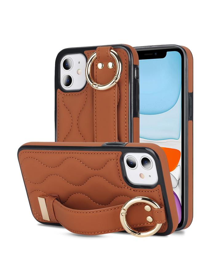 Zaboon Case For iPhone 11 Non-slip Full Coverage Ring PU Phone Case with Wristband - Image 1