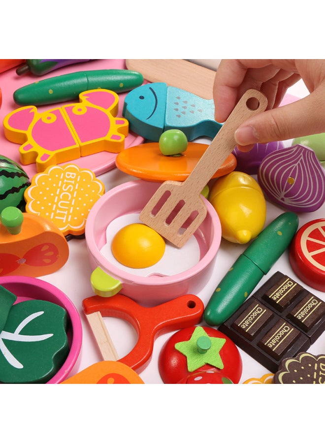 Children's Wooden Magnetic Fruit Cutting Toys Fruit And Vegetable Cutting Baby Cutting Play House Kitchen Toys-Color:9 Pieces Fruit Suit-with Tray - Image 5
