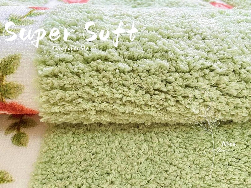 Stay Young Cute Rose Flower Area Rugs for Bedroom Living Room Bathroom Rugs Bath Mat Super Soft Non Slip Absorbent Green 17.71 x 49.21 Inch - Image 5