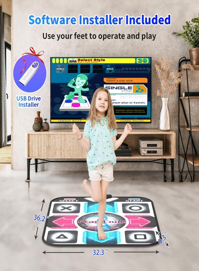 BEBAPOW USB Dance Mat for PC/Computer, Upgraded Dance Pad for Home Entertainment & Exercise, Dancing Game Installer Included, Only Compatible with Windows System (Pattern-A) - Image 3