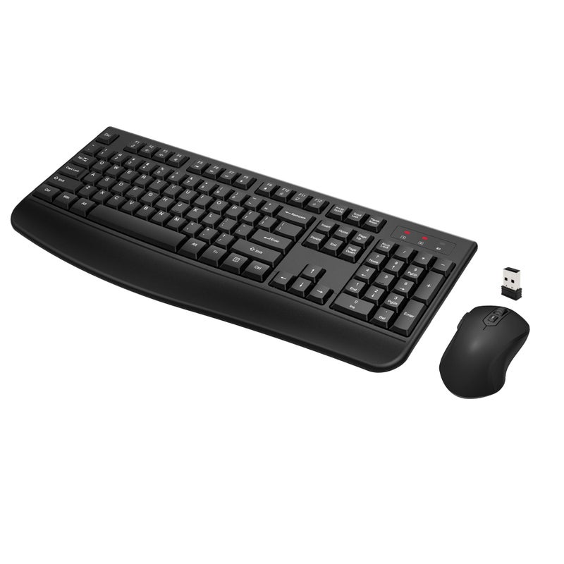 QUASIO Wireless Keyboard and Mouse Combo, Full-Sized 2.4GHz Wireless Keyboard with Comfortable Palm Rest and Optical Wireless Mouse for Windows, Mac OS PC/Desktops/Computer/Laptops (Black) - Image 1