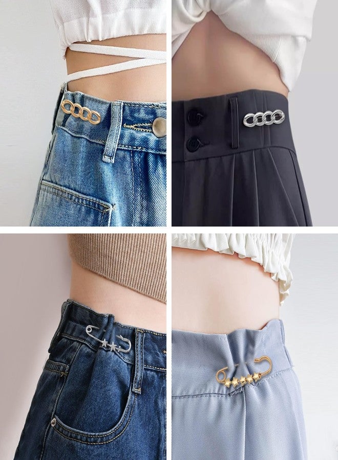 Frutain 14 Set Pant Waist Tightener Star Buttons Pins for Loose Jeans Reusable Waist Cincher Clip Metal Star Brooch for Clothing Dresses Skirts No Sewing Decoration Accessories - Image 5