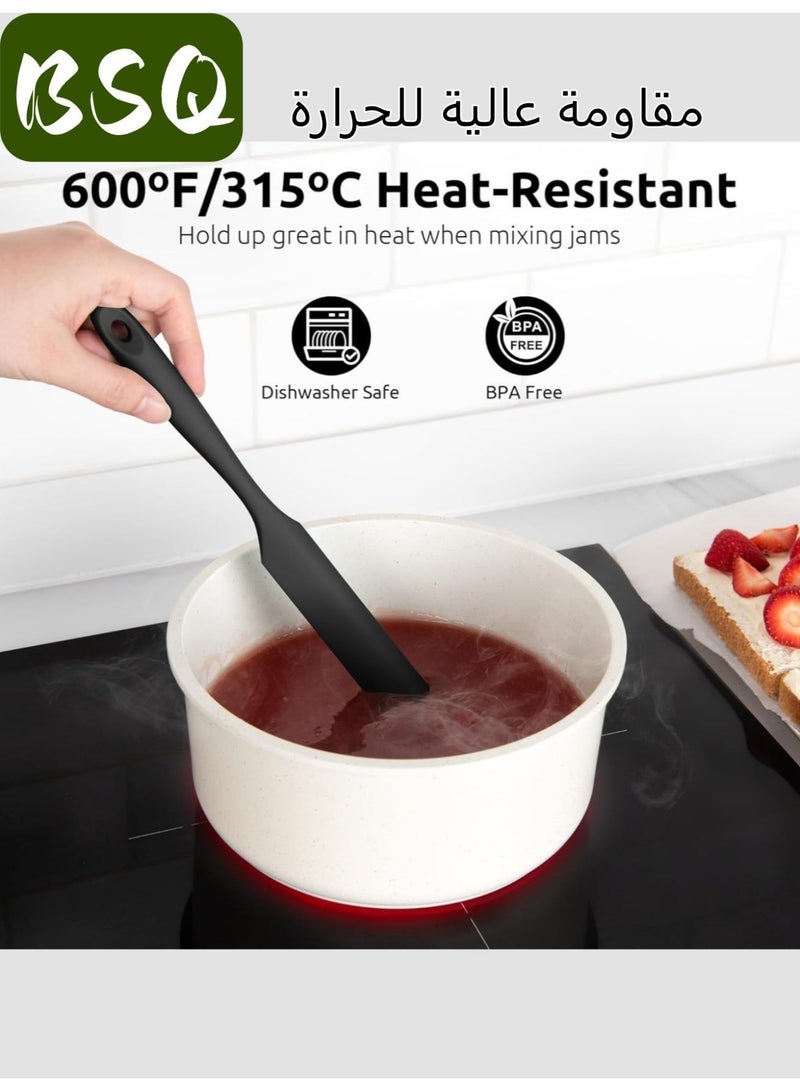 بي إس كيو (عبوة من 4 قطع، أسود) ملاعق سيليكون | أدوات خبز الكيك | ملاعق سيليكون صغيرة | ملاعق طويلة مقاومة للحرارة | مناسبة للمطابخ والخبز وتزيين الكيك. - Image 5