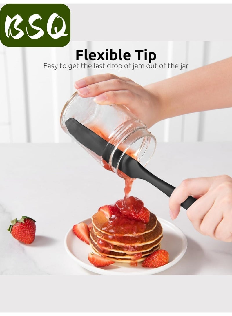 بي إس كيو (عبوة من 4 قطع، أسود) ملاعق سيليكون | أدوات خبز الكيك | ملاعق سيليكون صغيرة | ملاعق طويلة مقاومة للحرارة | مناسبة للمطابخ والخبز وتزيين الكيك. - Image 4