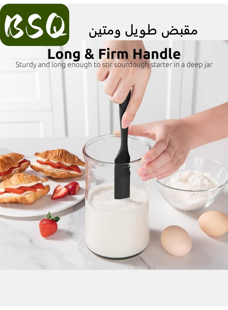 بي إس كيو (عبوة من 4 قطع، أسود) ملاعق سيليكون | أدوات خبز الكيك | ملاعق سيليكون صغيرة | ملاعق طويلة مقاومة للحرارة | مناسبة للمطابخ والخبز وتزيين الكيك. - Image 3