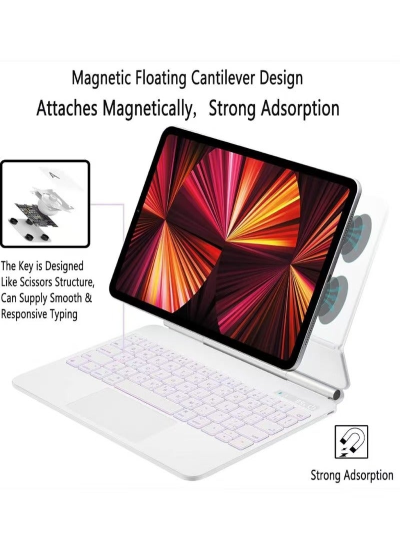 Captaintech Arabic Magic Keyboard for iPad Air 6th/5th/4th u0026 iPad Pro 11-inch (2024-2018) – Magnetic Backlit Keyboard with Smart Trackpad u0026 Protective Cover - Image 5