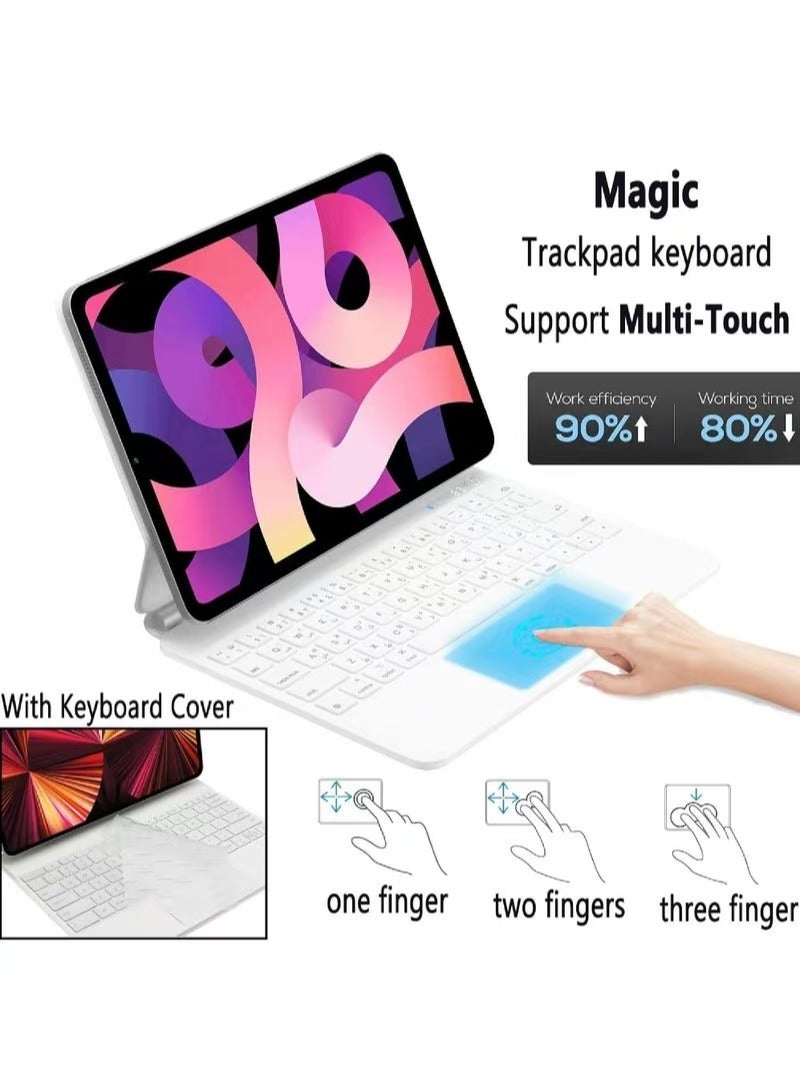 Captaintech Arabic Magic Keyboard for iPad Air 6th/5th/4th u0026 iPad Pro 11-inch (2024-2018) – Magnetic Backlit Keyboard with Smart Trackpad u0026 Protective Cover - Image 4
