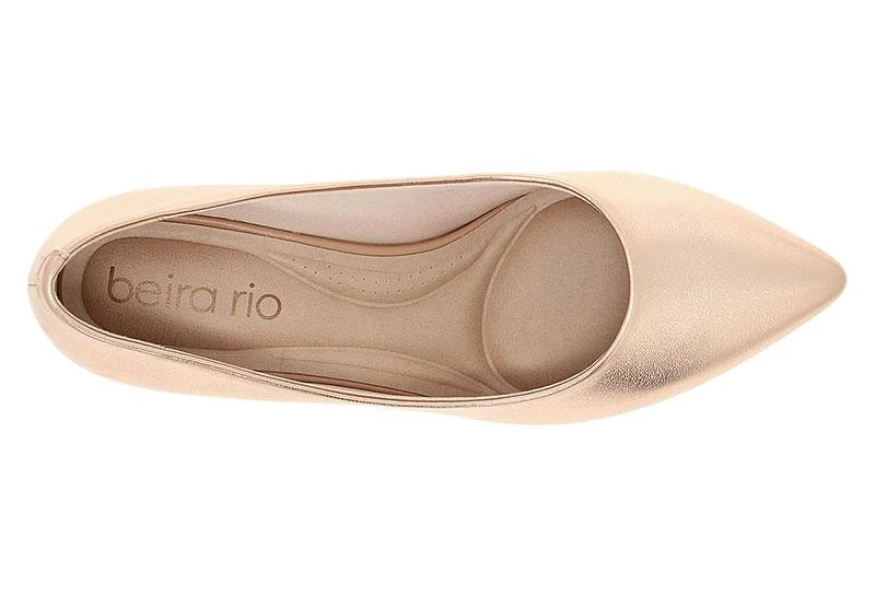 Beira Rio Beira Rio Ladies Low Heel Shoes Gold | Made In Brazil