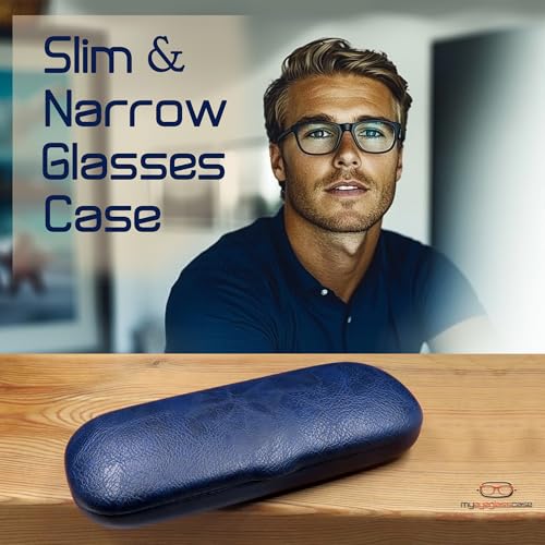 MyEyeglassCase Slim Hard Shell Eyeglass Case – Small Protective Glasses Case with Microfiber Pouch & Cleaning Cloth fit readers and reading frames durable and lightweight (S5 Navy Blue) - Image 2