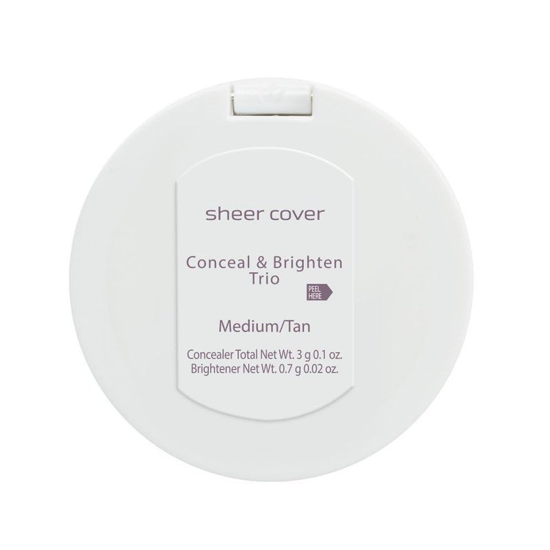 Sheer Cover Studio â€“ Conceal and Brighten Highlight Trio â€“ Two-Toned Concealers â€“ Shimmering Highlighter â€“ Medium/Tan Shade â€“ With FREE Concealer Brush â€“ 3 Grams - Image 3