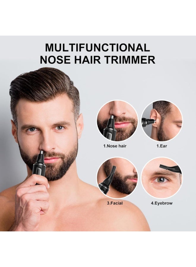 عام ماكينة تشذيب شعر الأنف للرجال، ماكينة تشذيب شعر قابلة لإعادة الشحن 2 في 1، ماكينة تشذيب شعر الأذن والأنف متعددة الوظائف غير مؤلمة مع شفرات مزدوجة الحواف مقاومة للماء IPX7 (أسود فضي) - Image 2
