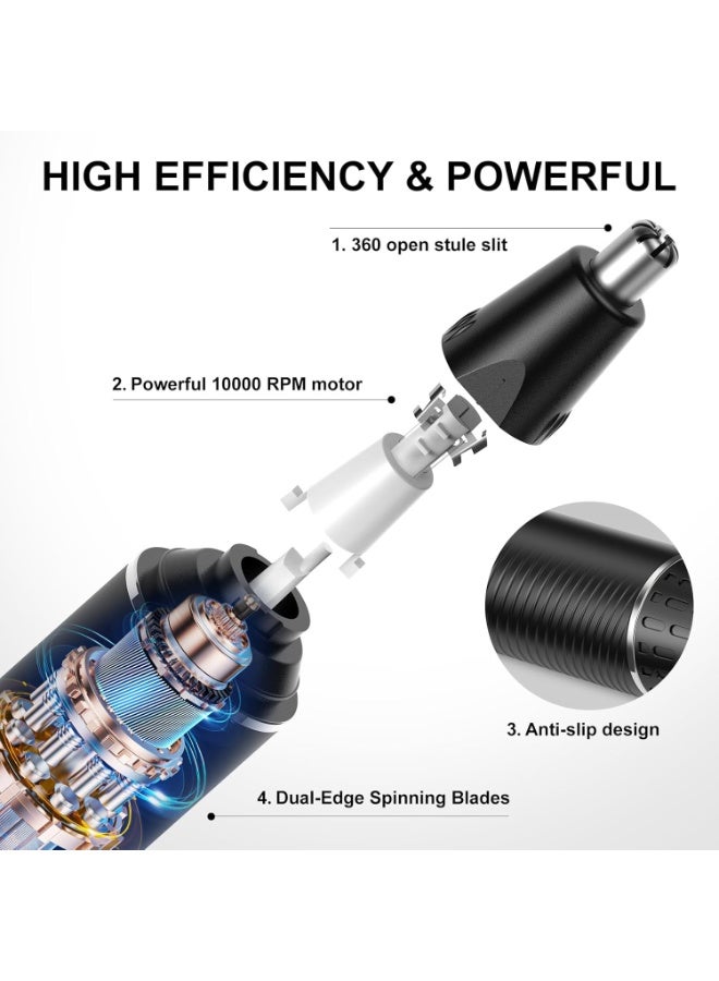 عام ماكينة تشذيب شعر الأنف للرجال، ماكينة تشذيب شعر قابلة لإعادة الشحن 2 في 1، ماكينة تشذيب شعر الأذن والأنف متعددة الوظائف غير مؤلمة مع شفرات مزدوجة الحواف مقاومة للماء IPX7 (أسود فضي) - Image 3