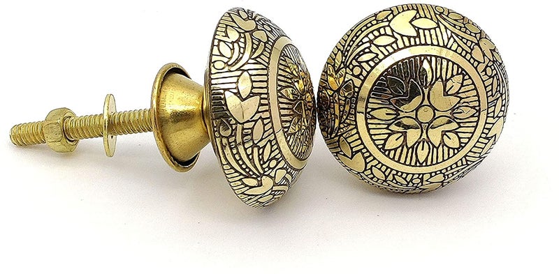 BnoSpace Handmade Classic Brass Door Knobs for Cabinets, Wardrobes & Kitchen Cupboards, 38 mm (Set of 4) - Image 2