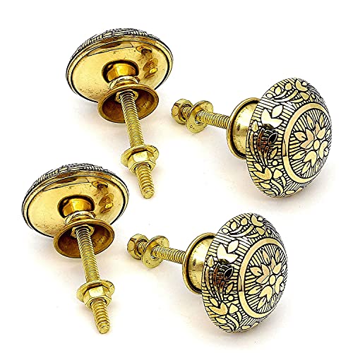 BnoSpace Handmade Classic Brass Door Knobs for Cabinets, Wardrobes & Kitchen Cupboards, 38 mm (Set of 4) - Image 1