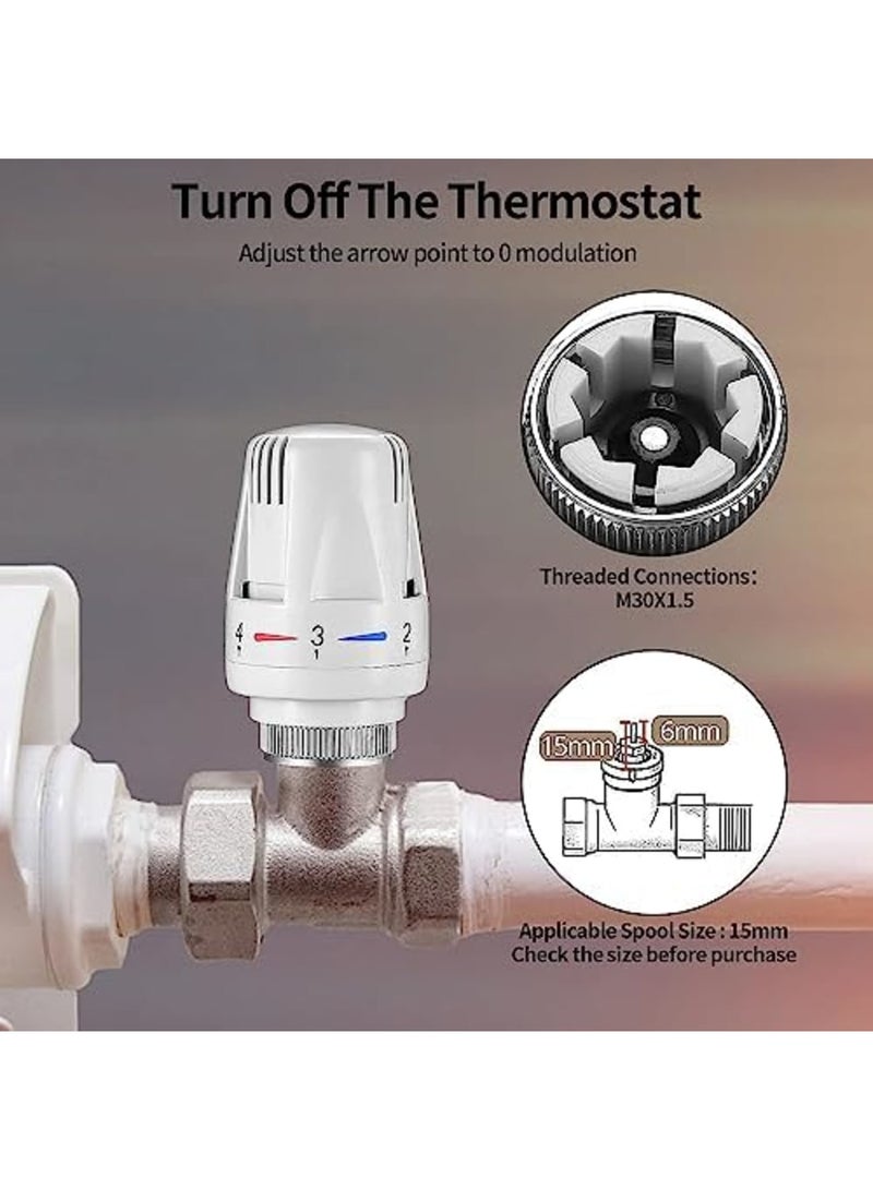 SYOSI 2 Pcs Temperature Control Valves Thermostatic Valve Head Automatic Standard Radiator Valves Replacement Fixed Head (Head Only) - Image 2