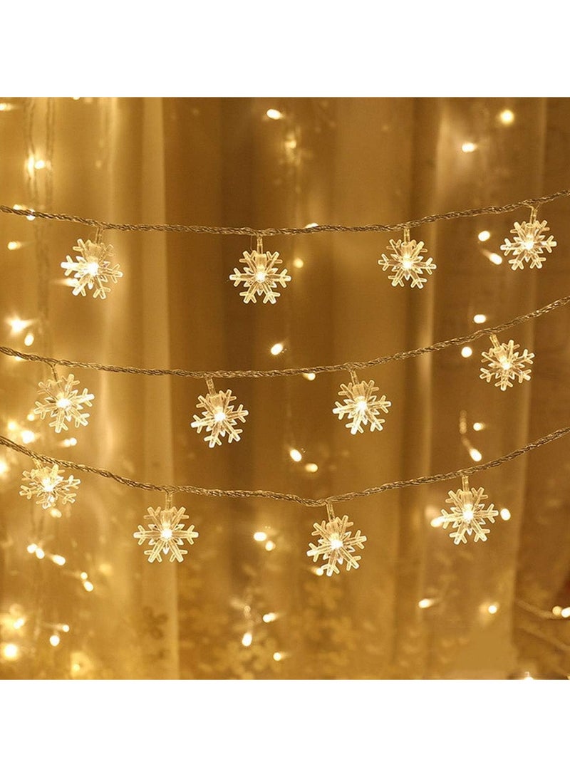 Solar Energy LED String Lights 8 Modes Waterproof Outdoor Indoor String Lights 40ft 100 LED Fairy Lights for Garden Patio Bedroom Party Decor Warm White Christmas (Snowflake) - Image 1
