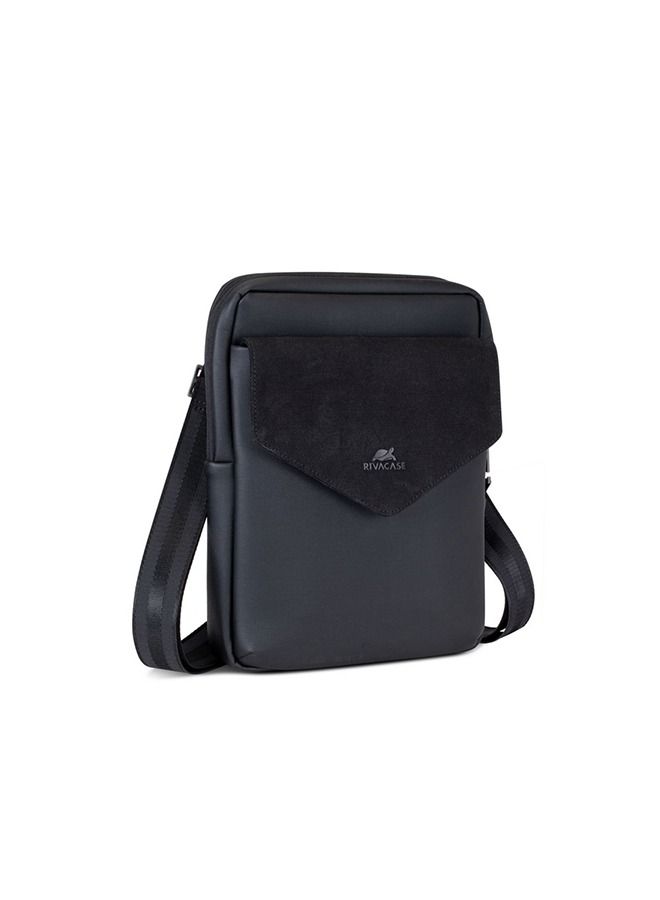 RivaCase 8511 Black Canvas Crossbody Bag 11" - Image 1