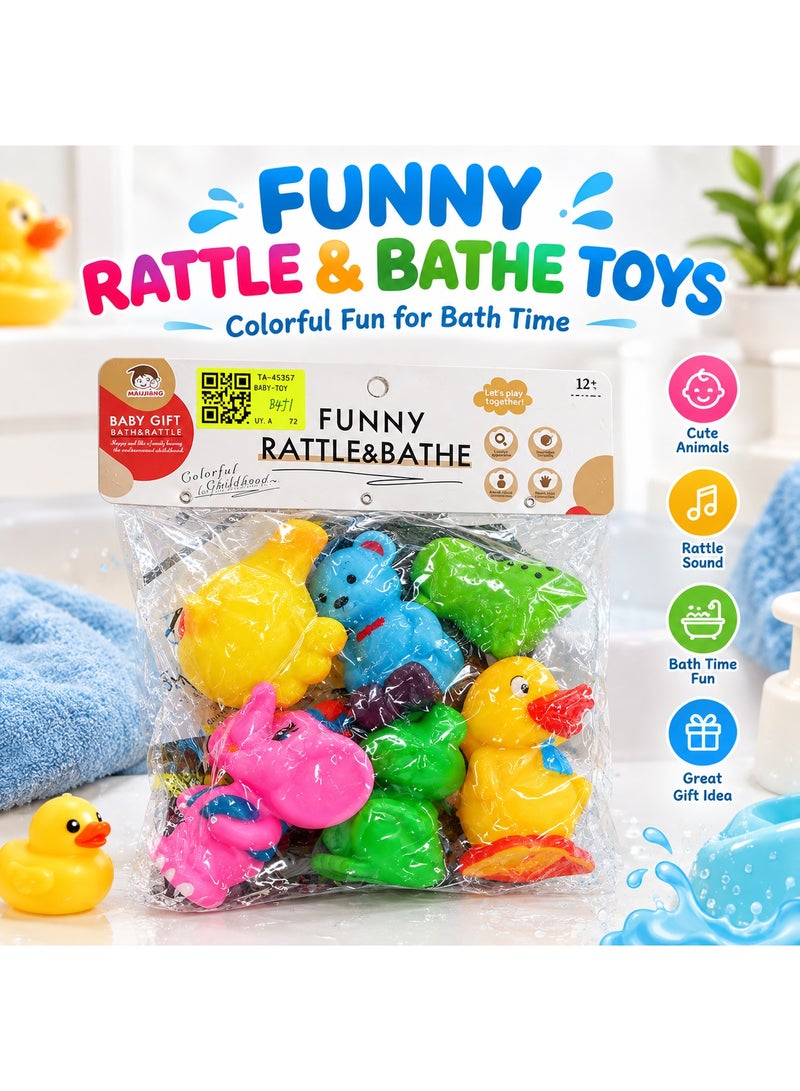 Lukadah 6 PCS Baby Bath Duck Toy Set | Colorful Floating Rubber Ducks | Soft Squeaky Bath Toys for Toddlers & Kids | Safe Water Play Toy, Ages 12+ Months - Image 1
