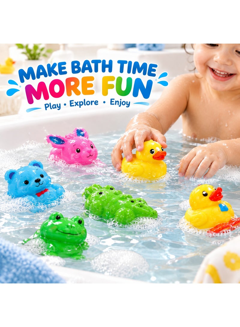 Lukadah 6 PCS Baby Bath Duck Toy Set | Colorful Floating Rubber Ducks | Soft Squeaky Bath Toys for Toddlers & Kids | Safe Water Play Toy, Ages 12+ Months - Image 5