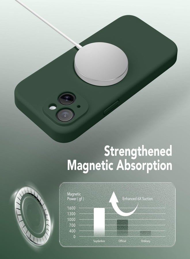 SuydanBox Magnetic for iPhone 14 Case, Compatible with MagSafe, [Full Camera Protection][Screen Protector] Silicone Shockproof Protective Phone Case for iPhone 14 6.1 inch, Alpine Green - Image 5