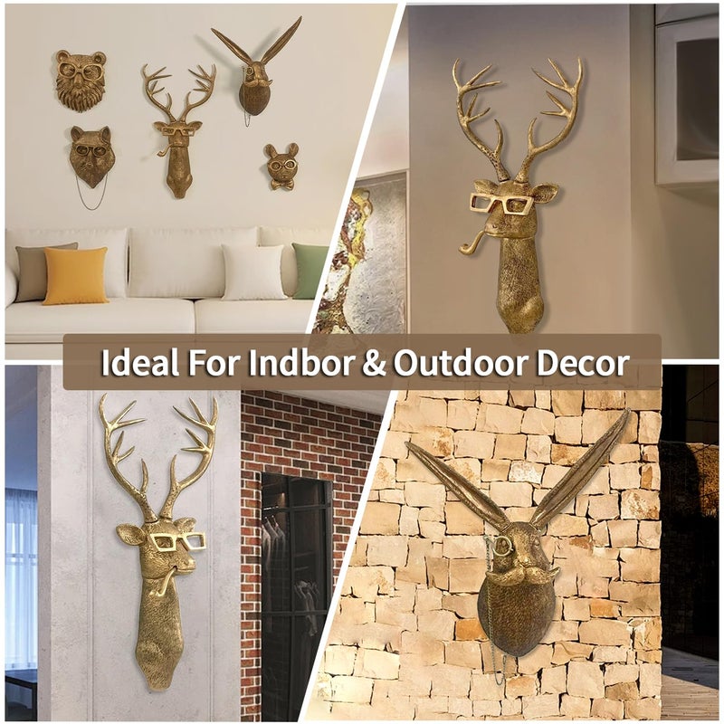 Joogour Head Wall Mount Decor Resin Animal Sculptures Art Deco Wall Hanging Decoration for Living Room Bedroom Officeroom Gift (Deer) - Image 3