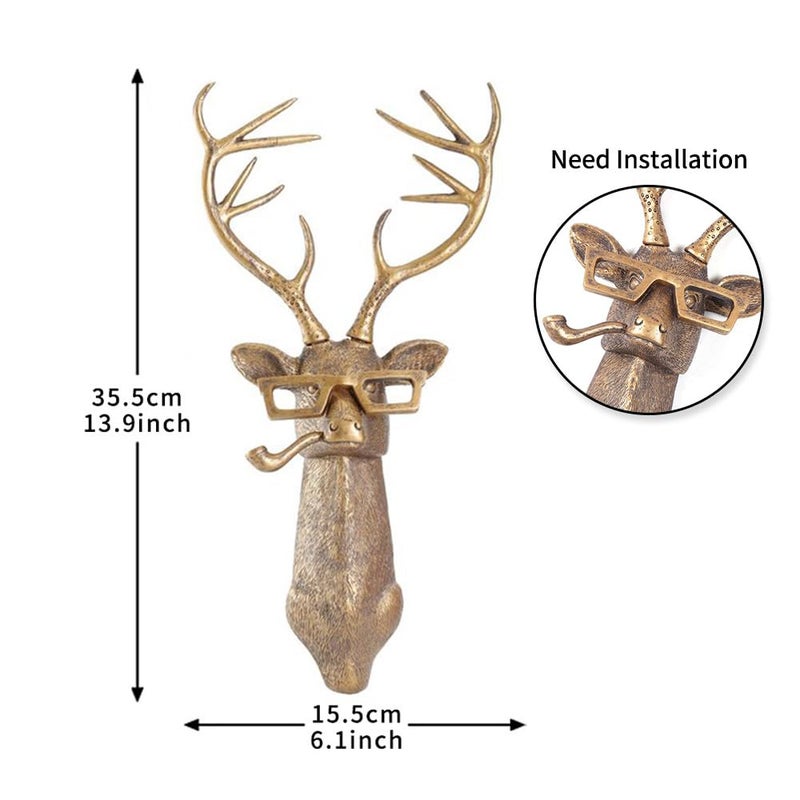 Joogour Head Wall Mount Decor Resin Animal Sculptures Art Deco Wall Hanging Decoration for Living Room Bedroom Officeroom Gift (Deer) - Image 2