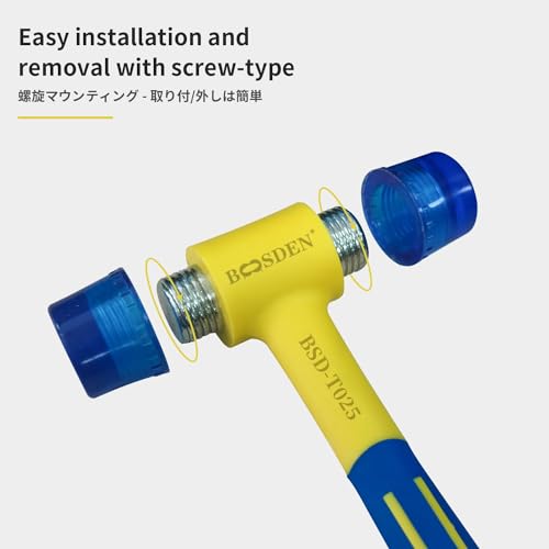 BOOSDEN Double-Faced Rubber Mallet Hammer, Shockproof Anti-Slip Small Hammer, 30mm - Image 3