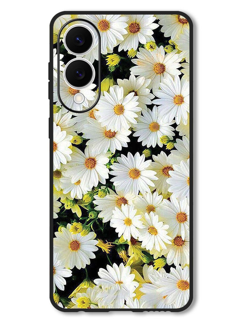 Theodor Case Compatible with Samsung Galaxy S25 Edge 6.7 Inch Protection Shockproof Bumper Cover White Flowers - Image 1